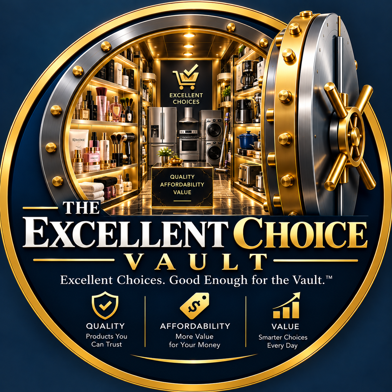 The Excellent Choice Vault open vault with curated beauty, home and appliance products